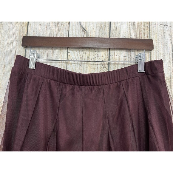 Women Tulle Midi Skirt Sz L Burgundy Pink Mesh Panels Fairy Goth Ethereal Artsy - Picture 3 of 8